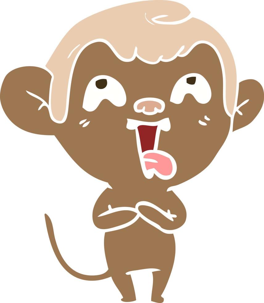 crazy flat color style cartoon monkey vector