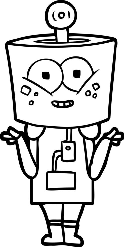 happy cartoon robot shrugging shoulders vector