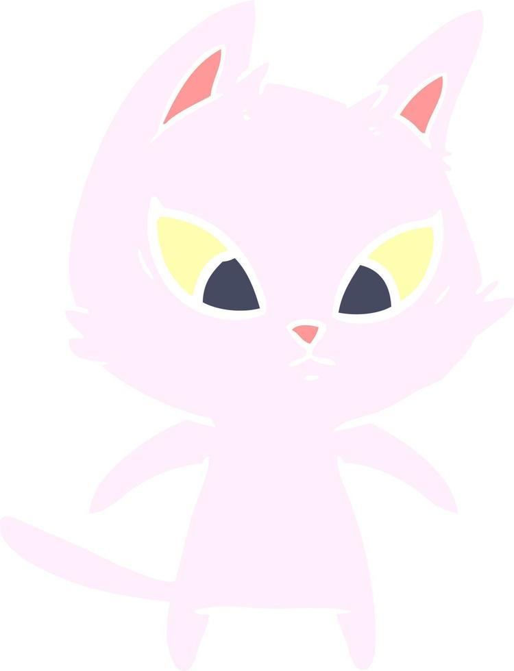 confused flat color style cartoon cat vector