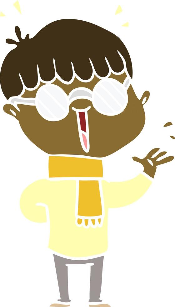 flat color style cartoon boy wearing spectacles vector