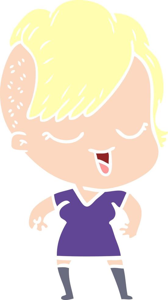 happy flat color style cartoon girl vector