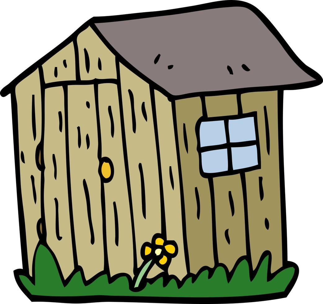 cartoon doodle wooden shed vector