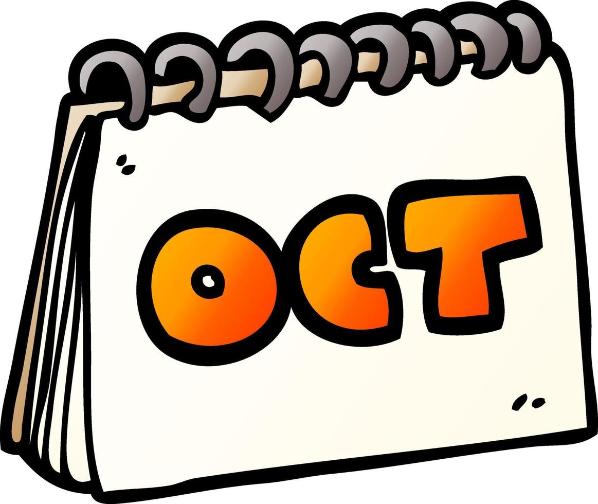 cartoon doodle calendar showing month of october vector
