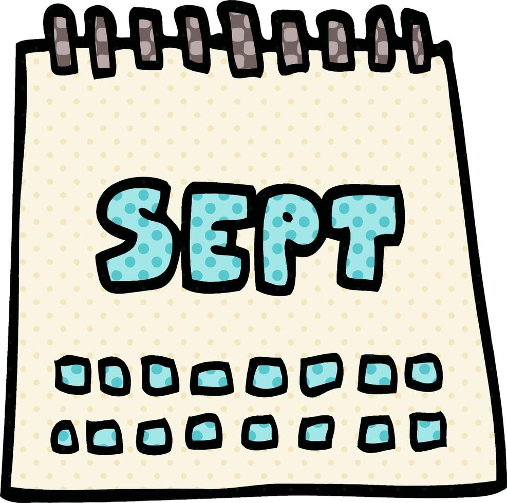 cartoon doodle calendar showing month of september vector