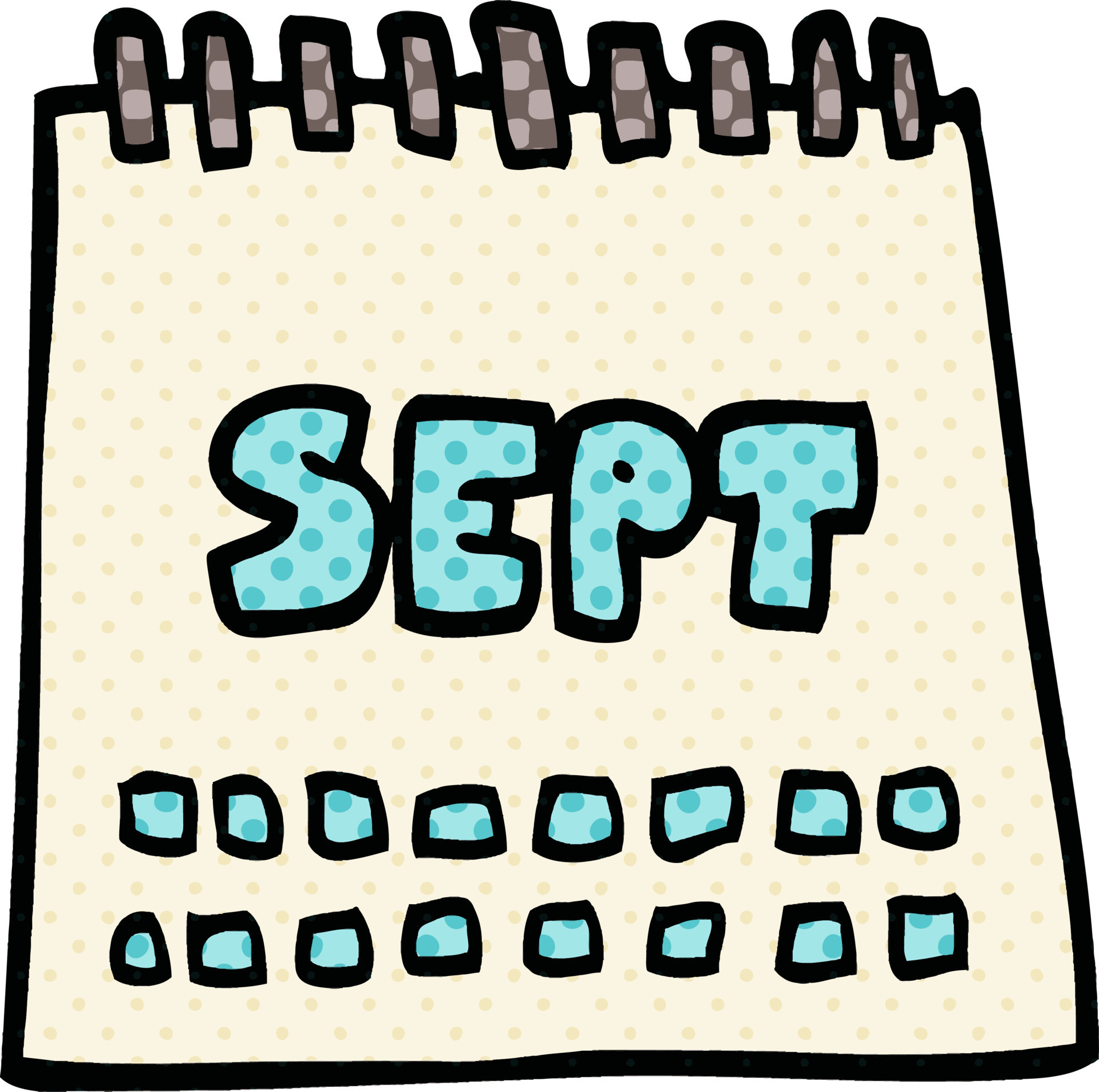 cartoon doodle calendar showing month of september 12168025 Vector Art