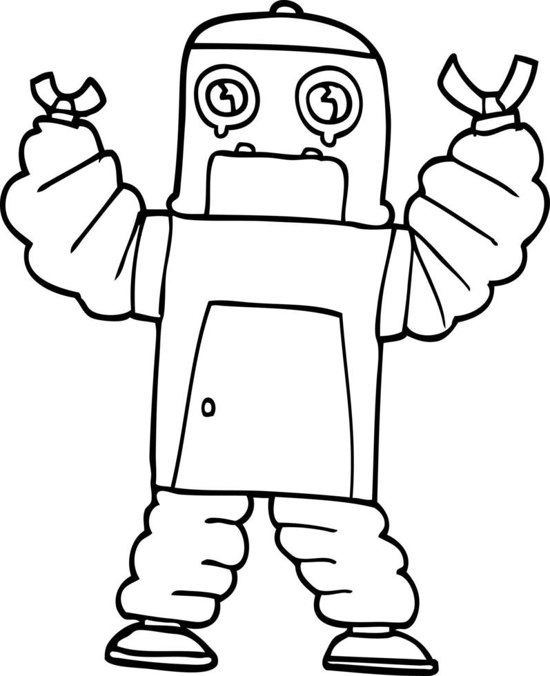 line drawing cartoon robot vector