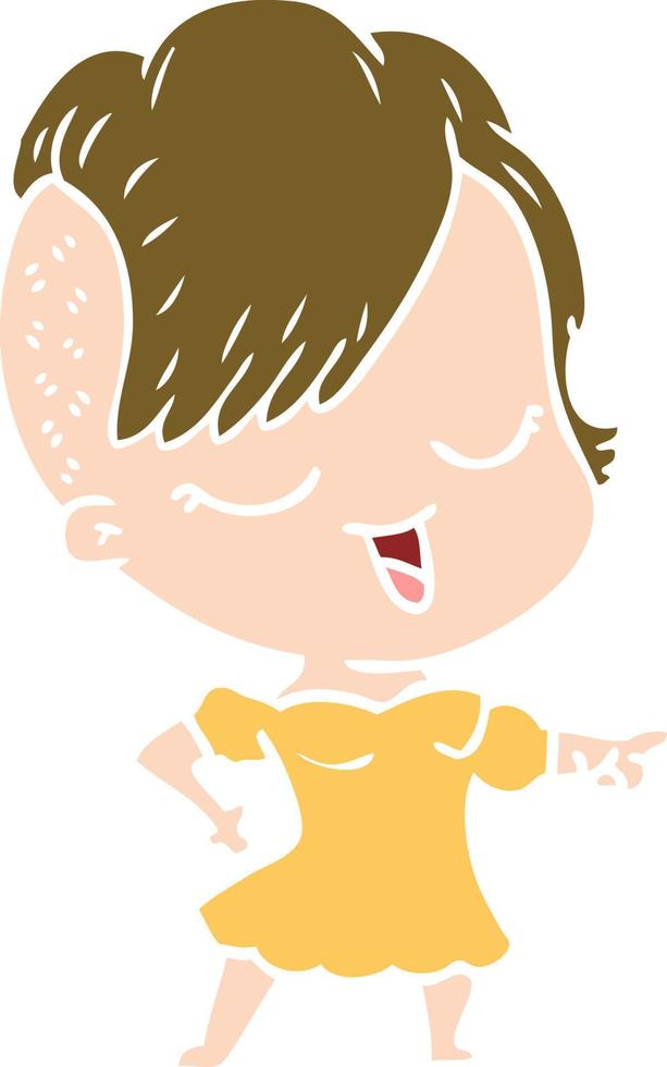 happy flat color style cartoon girl vector