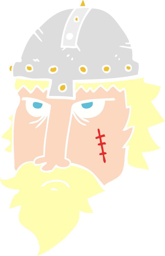 ilustración de color plano de un guerrero vikingo de dibujos animados vector