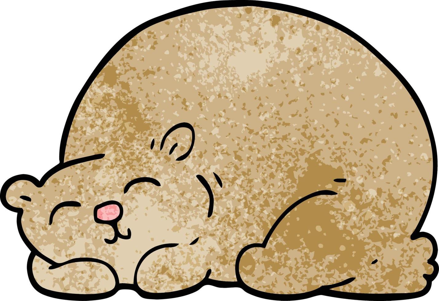 cartoon doodle content bear sleeping vector