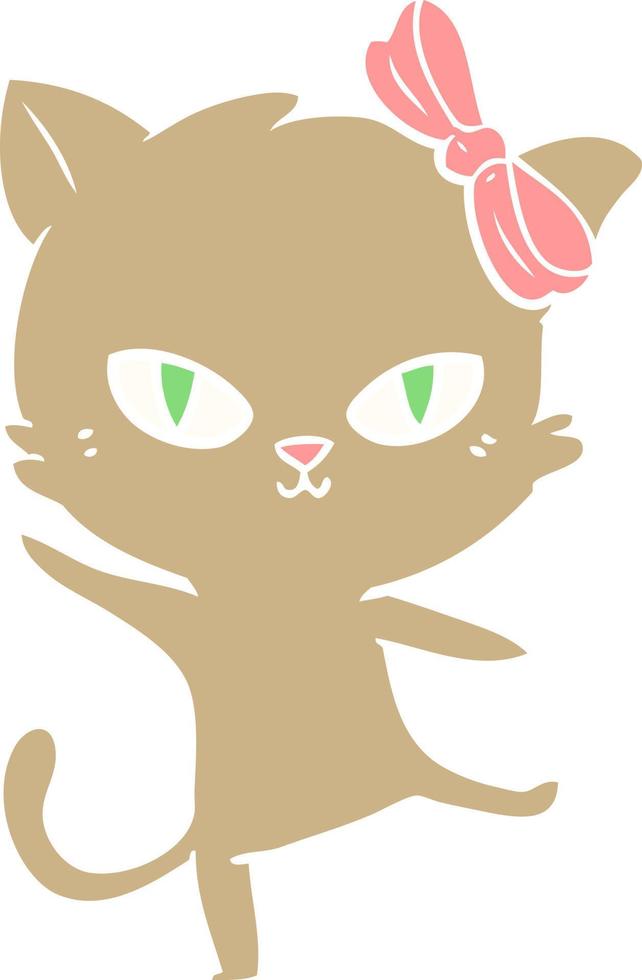 cute flat color style cartoon cat vector