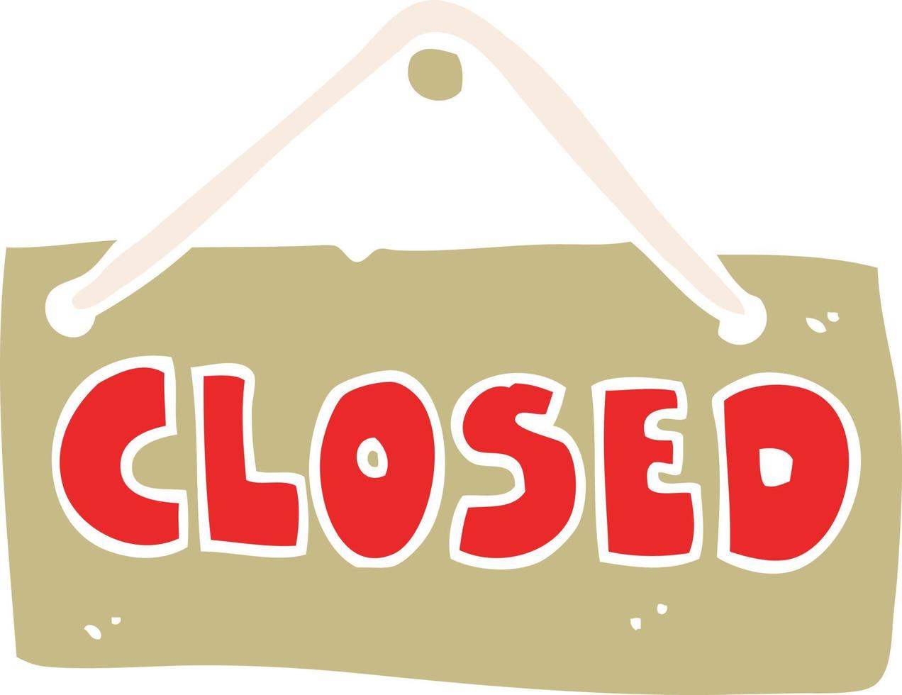 flat color illustration of a cartoon closed shop sign vector