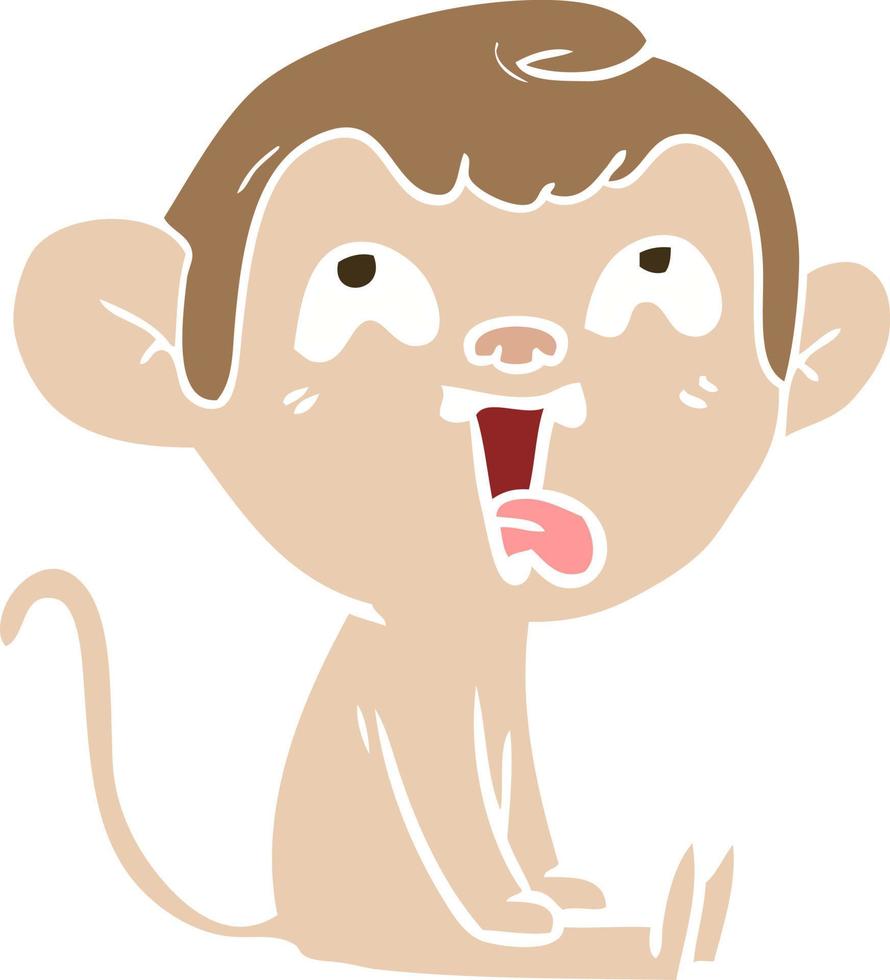 crazy flat color style cartoon monkey vector