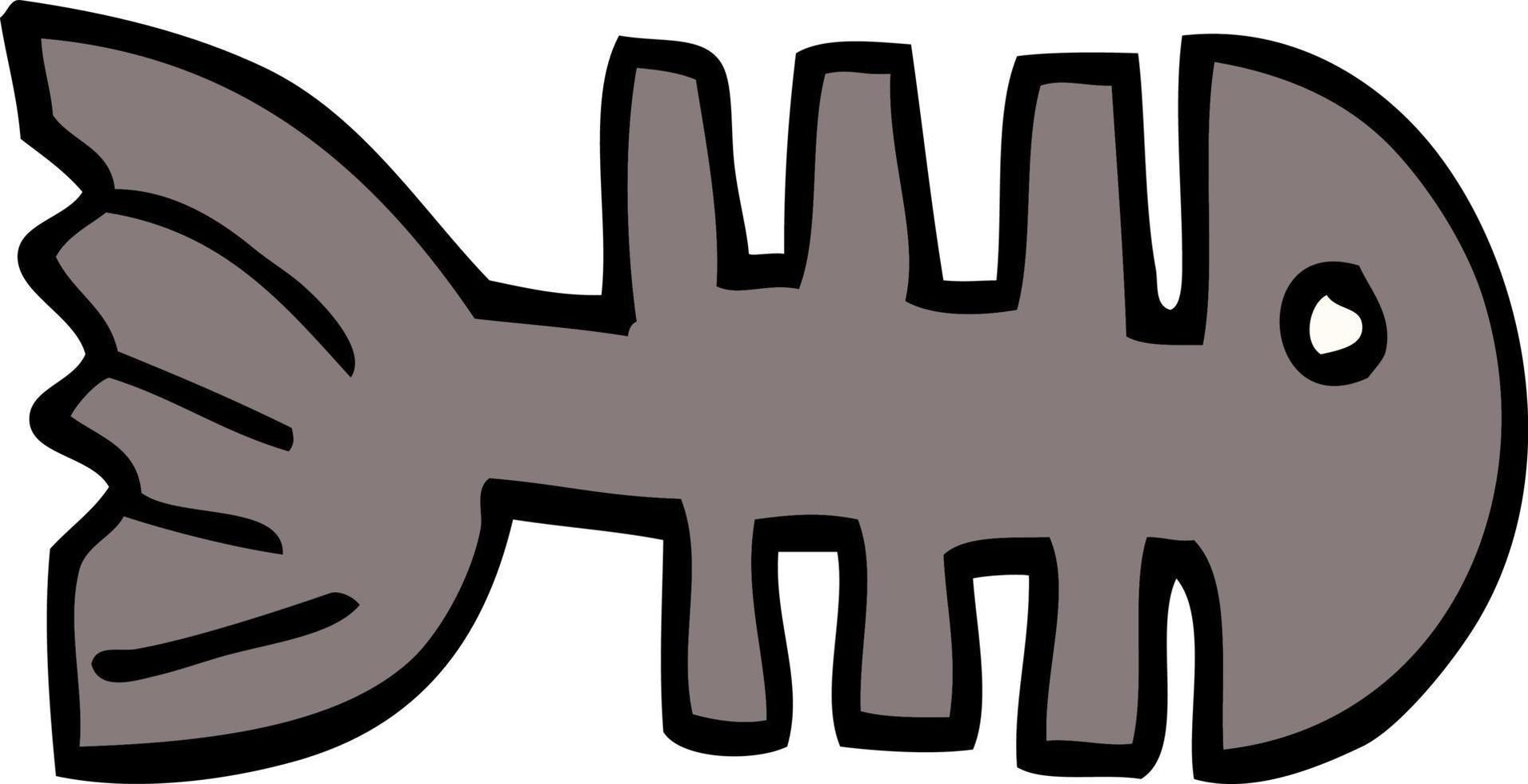 cartoon doodle fish bones vector