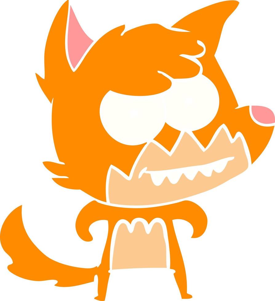 flat color style cartoon grinning fox vector