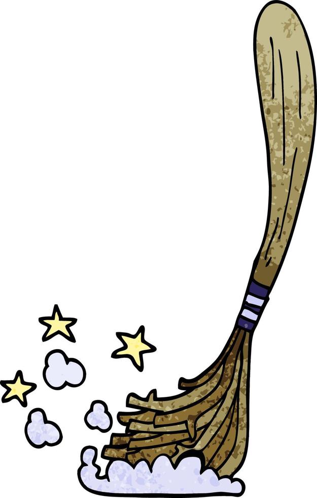 cartoon doodle magic broom vector