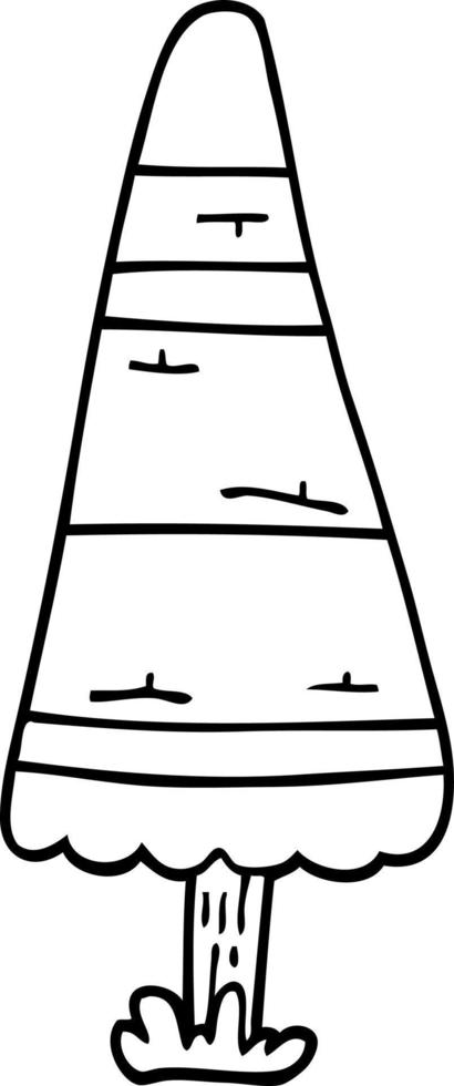 line drawing cartoon christmas tree vector