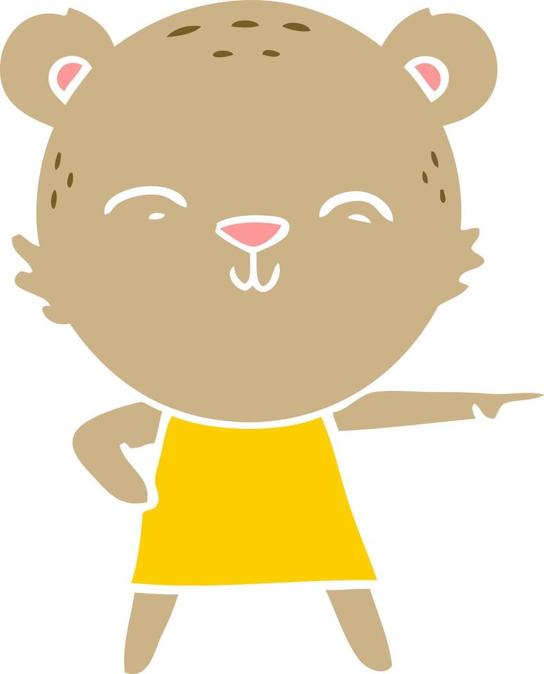 happy flat color style cartoon bear vector