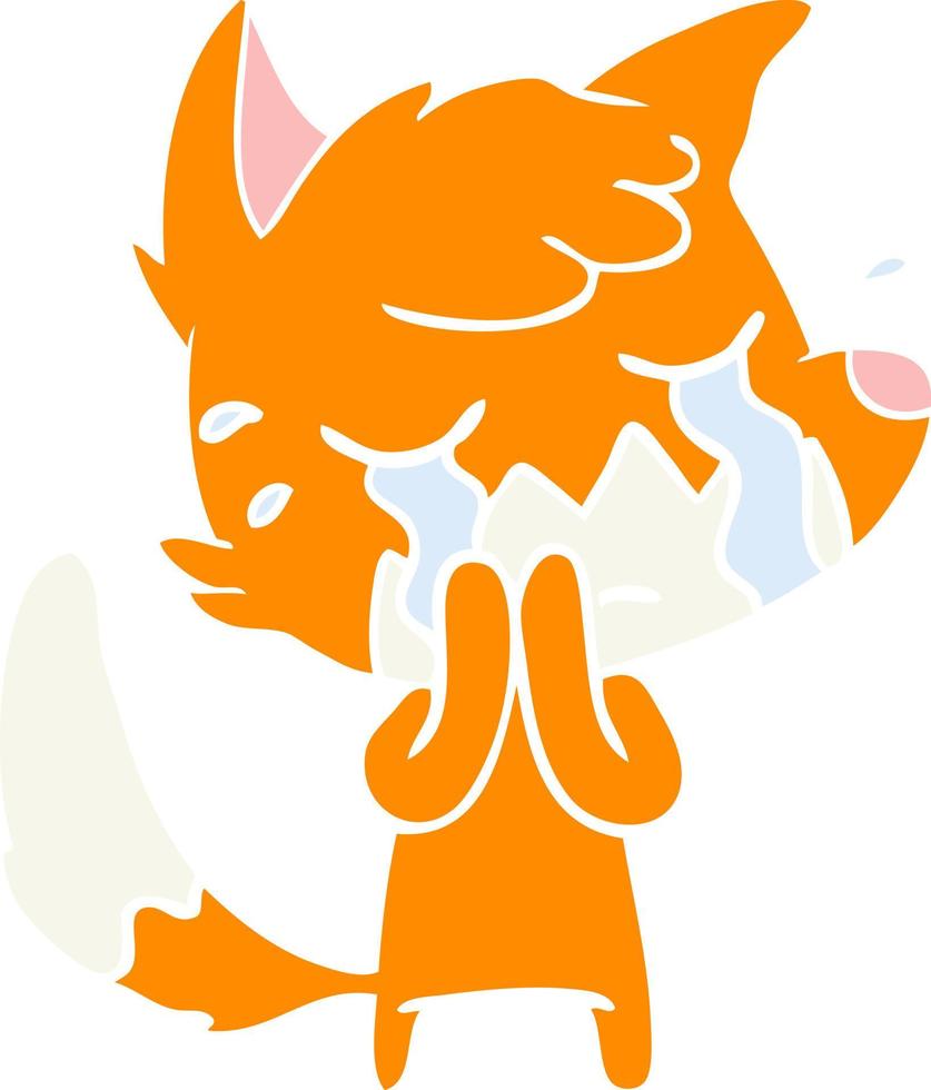 crying fox flat color style cartoon vector