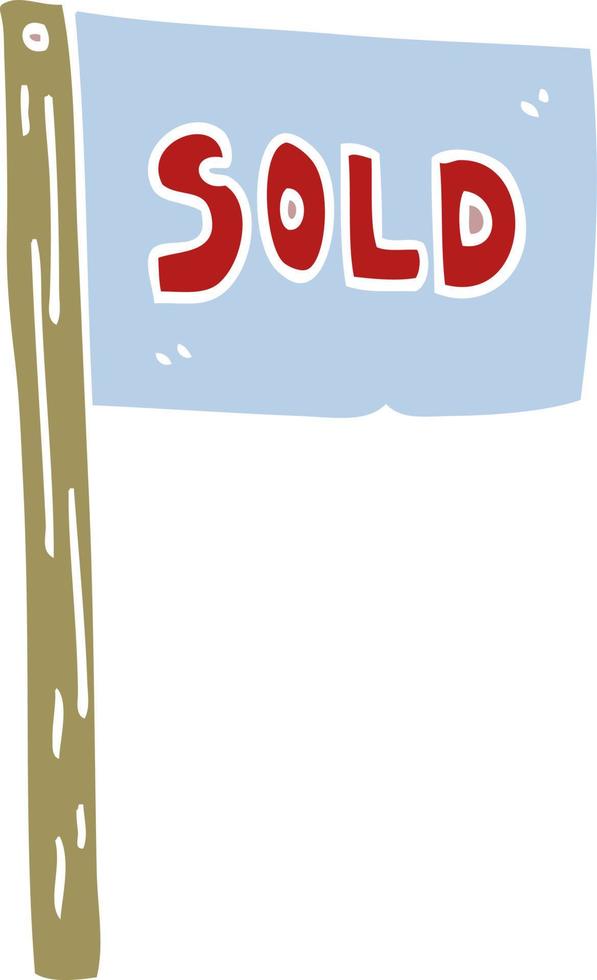 cartoon doodle sold sign vector