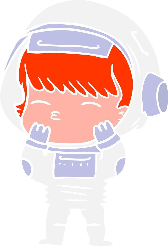 flat color style cartoon curious astronaut vector