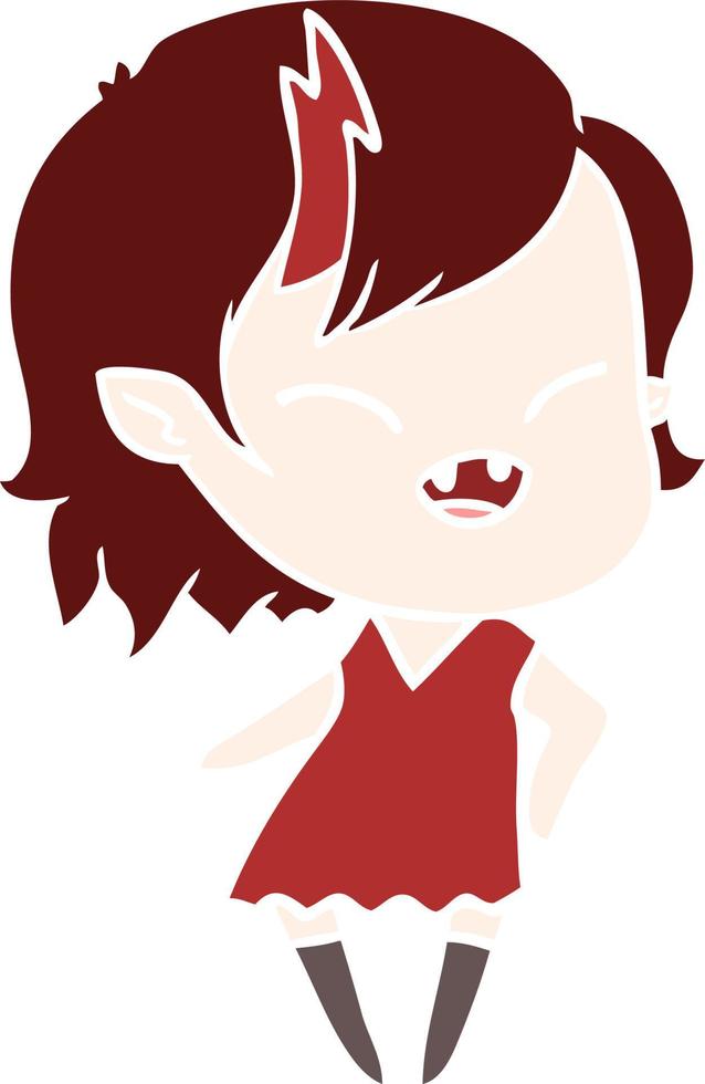 flat color style cartoon laughing vampire girl vector