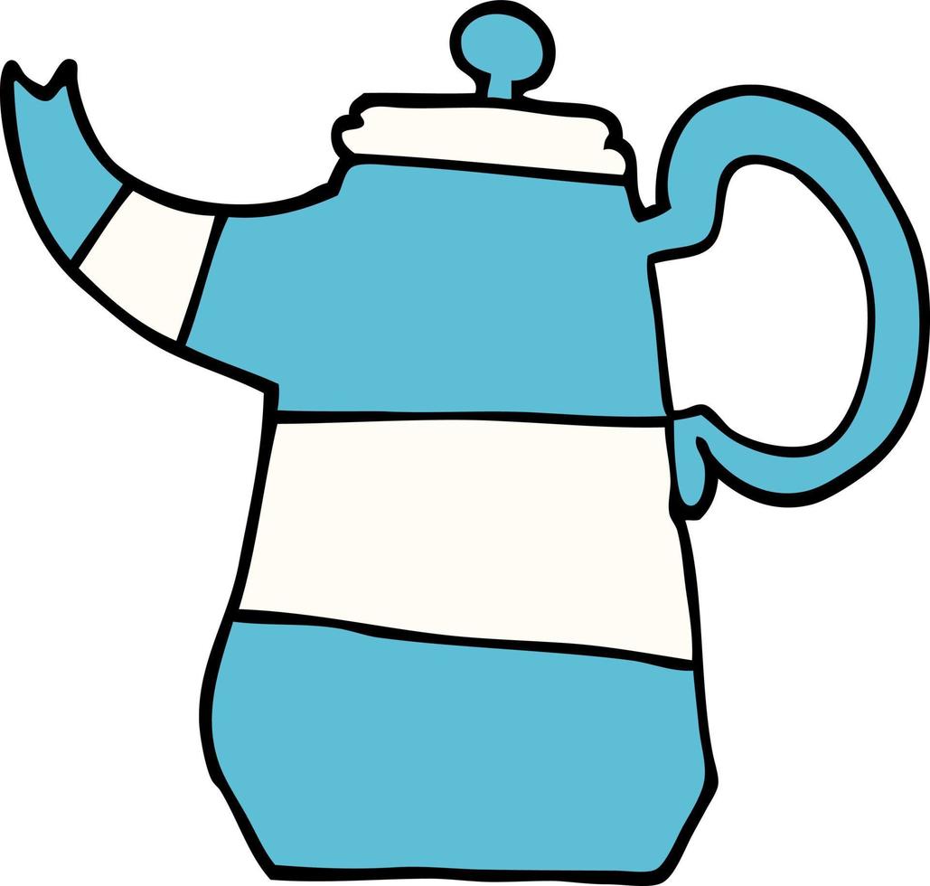 cartoon doodle coffee pot vector