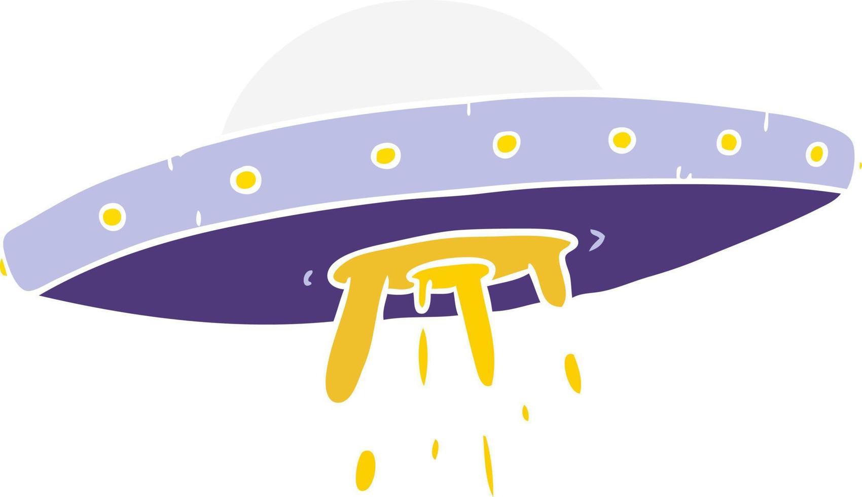 flat color style cartoon flying UFO vector