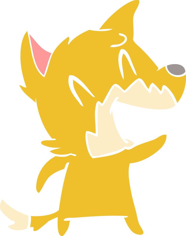 laughing fox flat color style cartoon vector