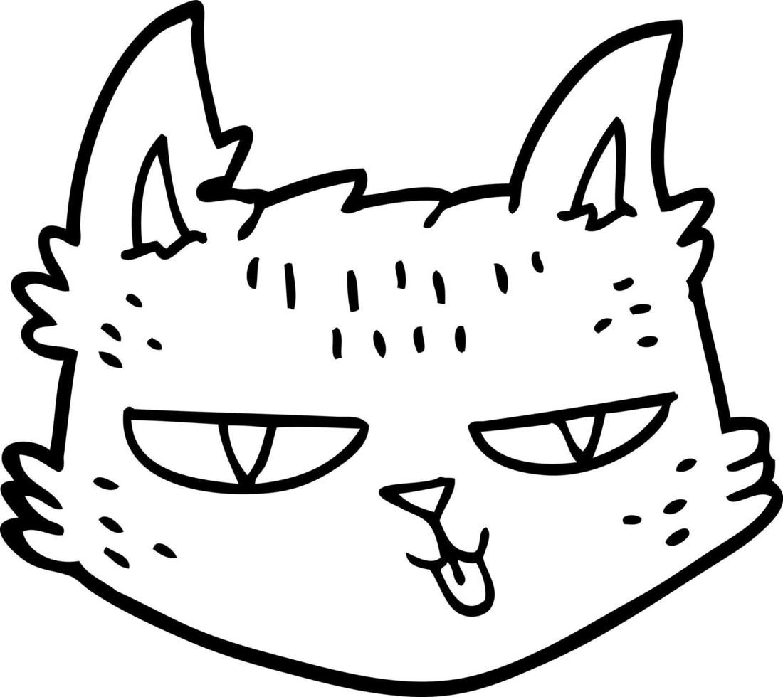 line drawing cartoon happy cat vector