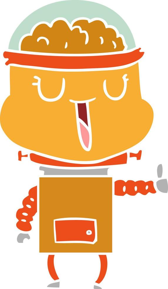 happy flat color style cartoon robot vector