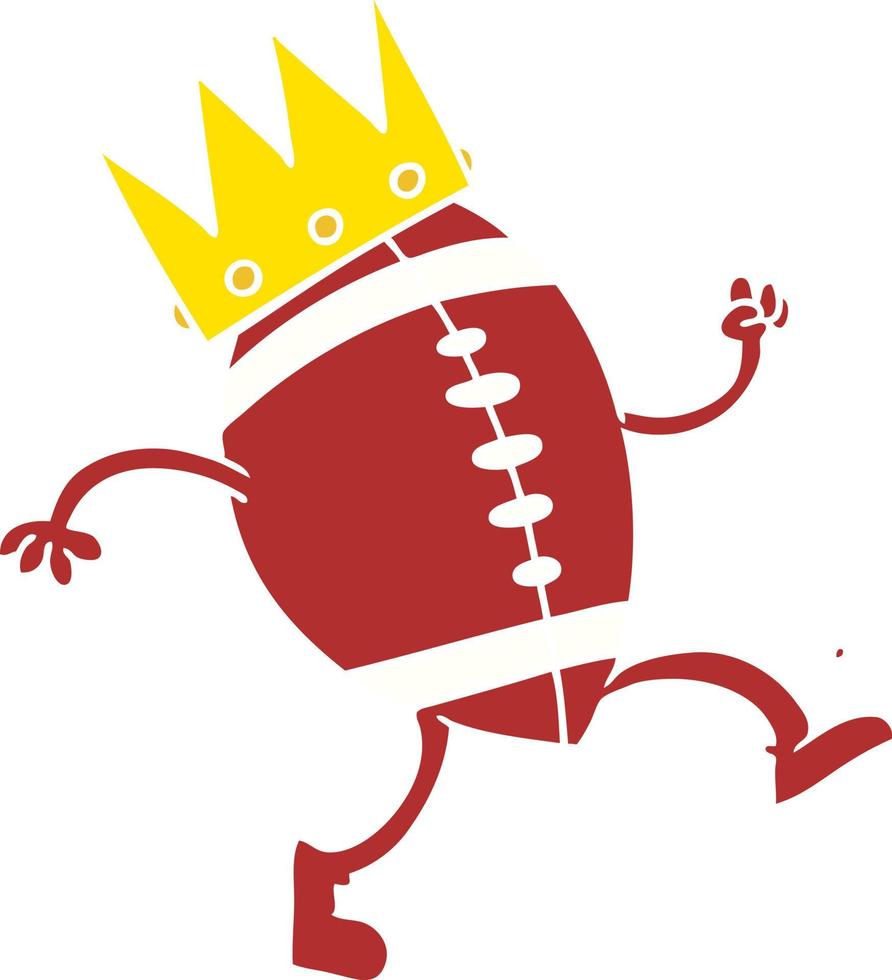 football with crown flat color style cartoon vector