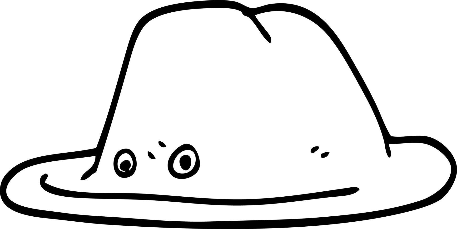 sombrero de dibujos animados de dibujo lineal vector