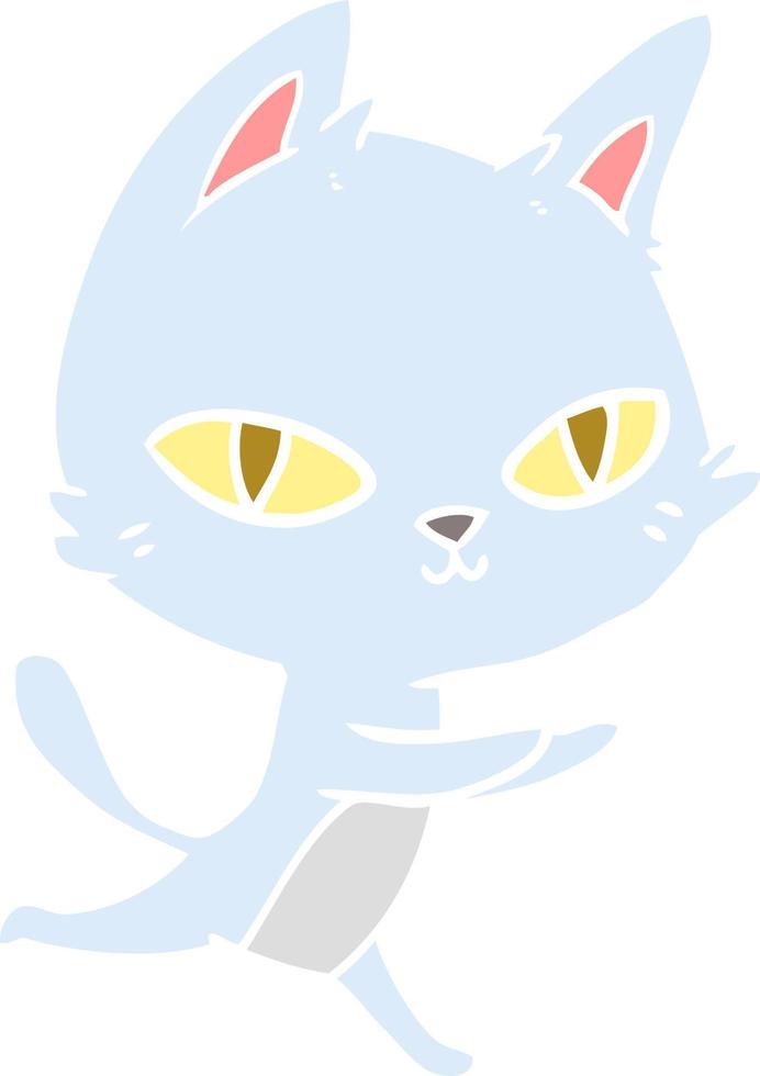 gato de dibujos animados de estilo de color plano mirando vector