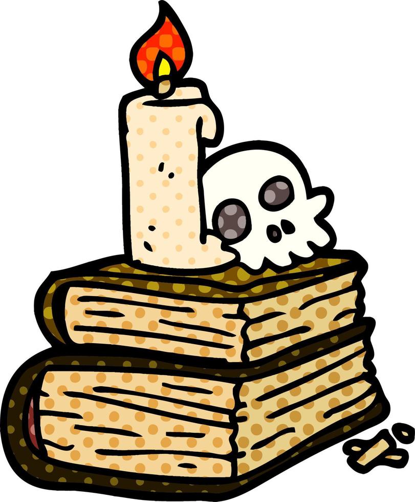 cartoon doodle spooky old spell books vector