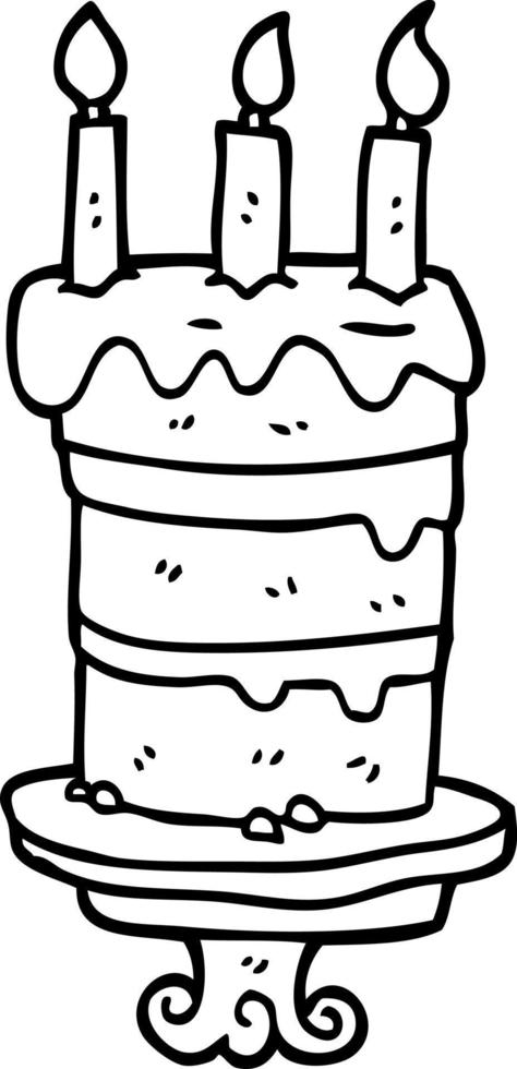 line drawing cartoon chocolate cake vector