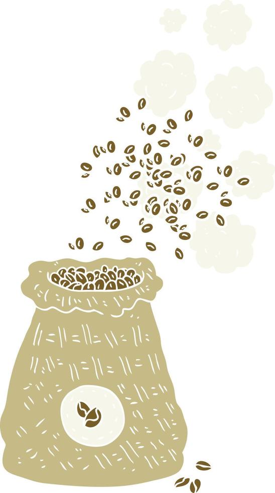 flat color illustration of a cartoon bag of coffee beans vector