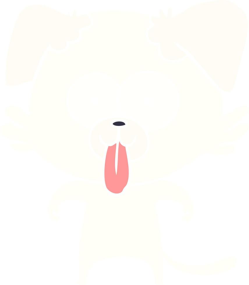 flat color style cartoon dog with tongue sticking out vector