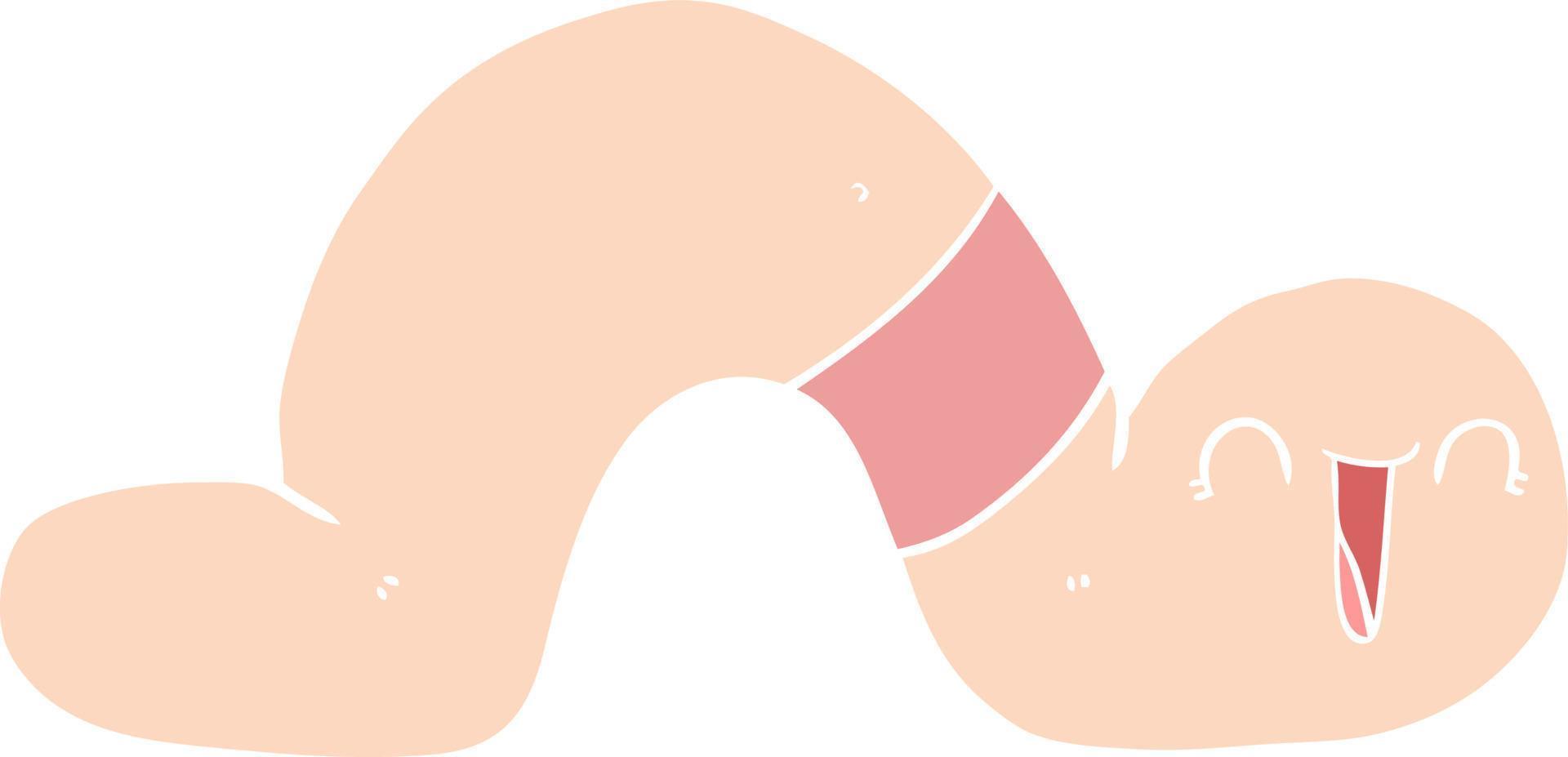 flat color style cartoon worm vector
