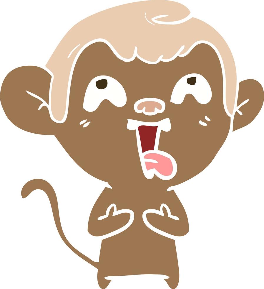 crazy flat color style cartoon monkey vector