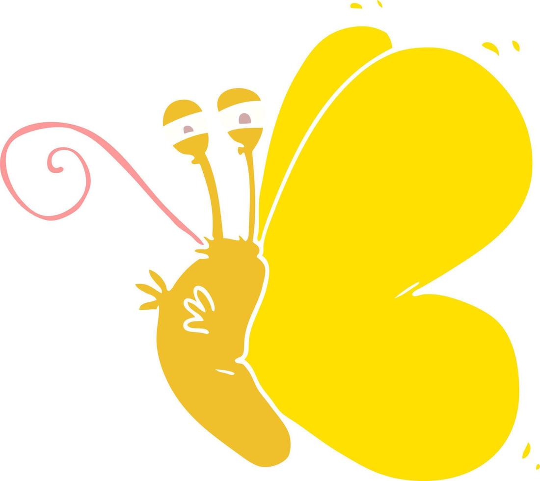 funny flat color style cartoon butterfly vector