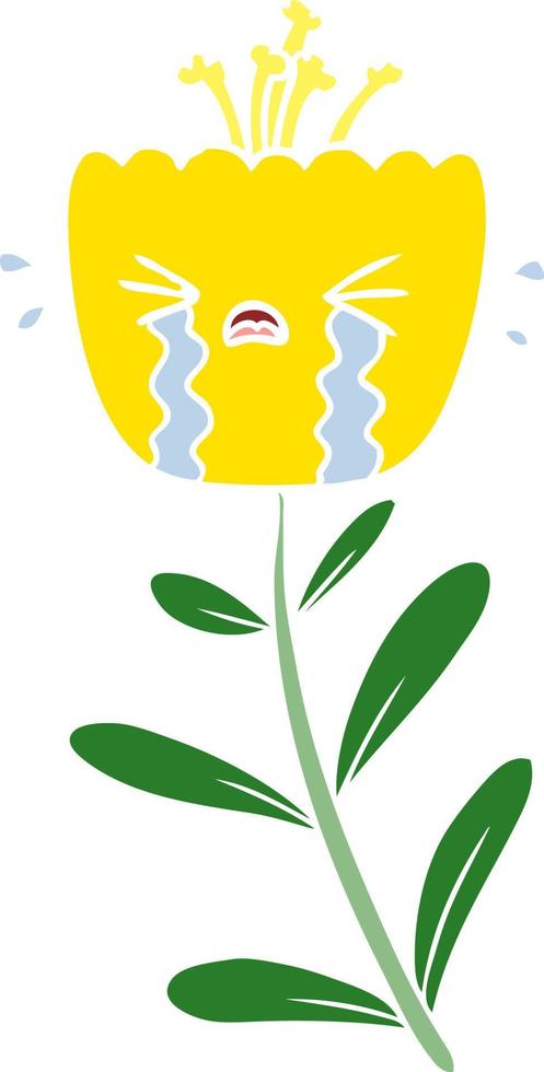 flat color style cartoon crying flower vector