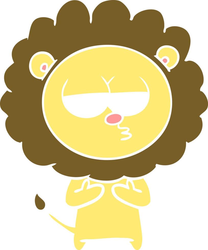 flat color style cartoon tired lion vector