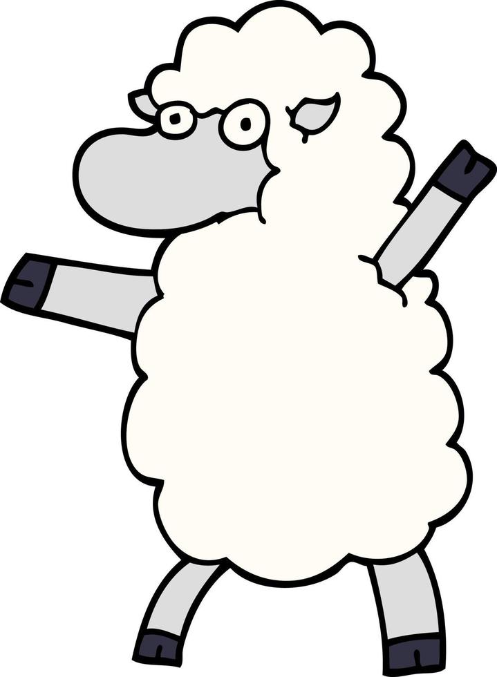 cartoon doodle sheep standing upright vector