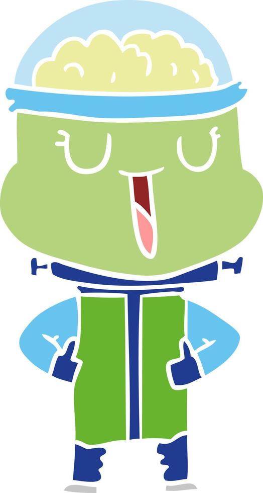happy flat color style cartoon robot vector