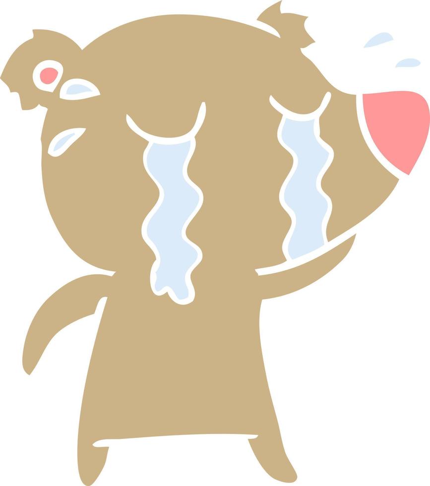 flat color style cartoon crying bear vector