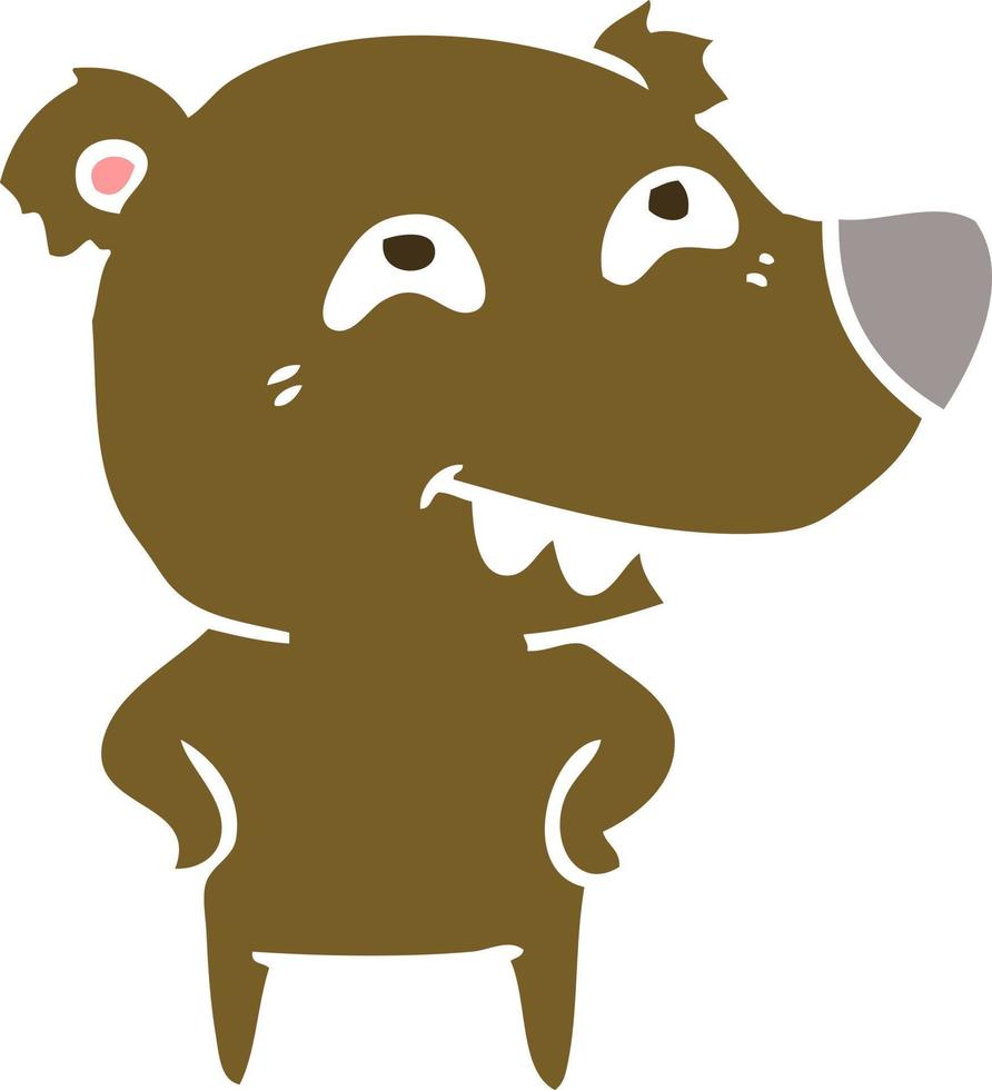 flat color style cartoon bear showing teeth vector