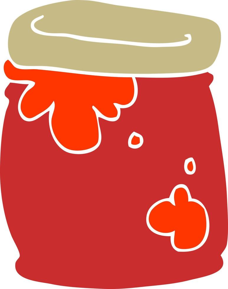 ilustración de color plano de un tarro de mermelada de dibujos animados vector