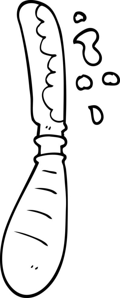 cuchillo para untar mermelada de dibujos animados de dibujo lineal vector