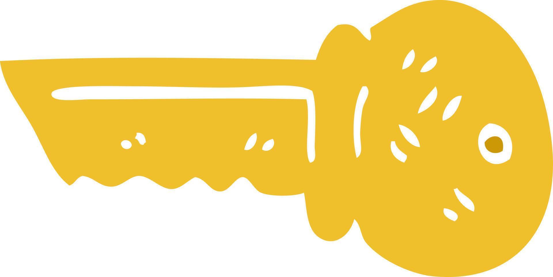 cartoon doodle gold key vector