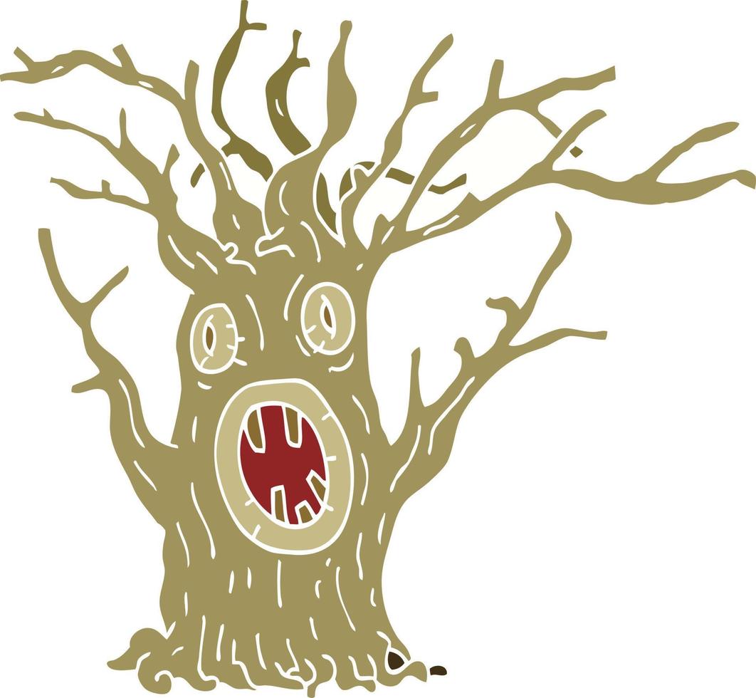 cartoon doodle spooky tree vector